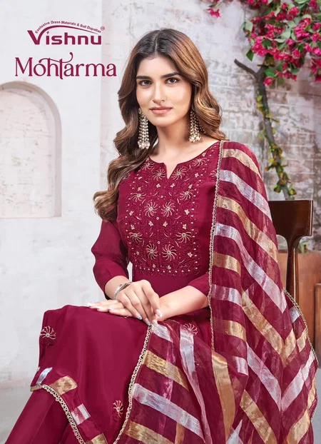 Mohtarma By Vishnu Mul Chanderi Embroidery Dress Material 